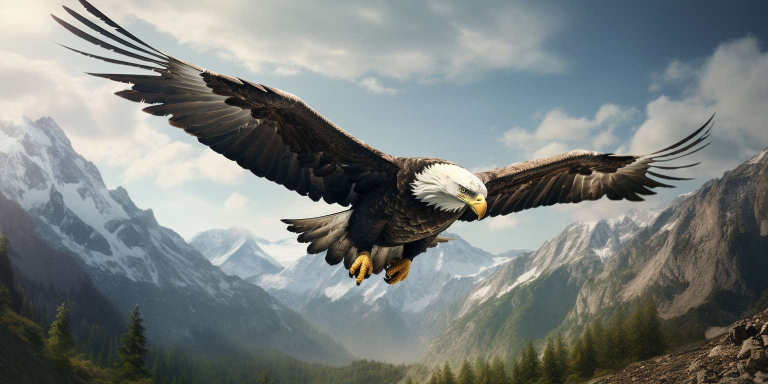 Majestic Eagle in Flight Cartoon Realism