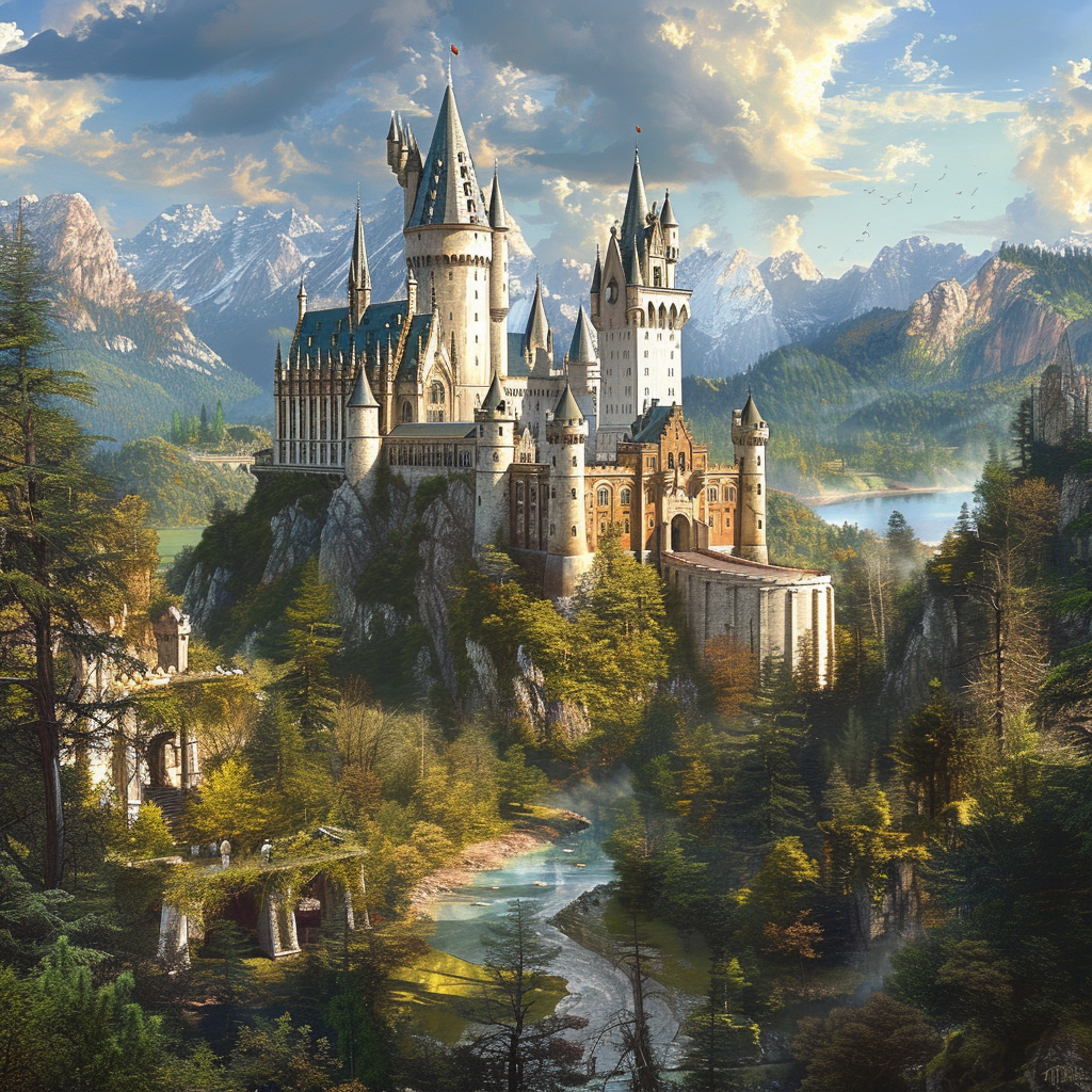 Majestic grandiose castle scenery