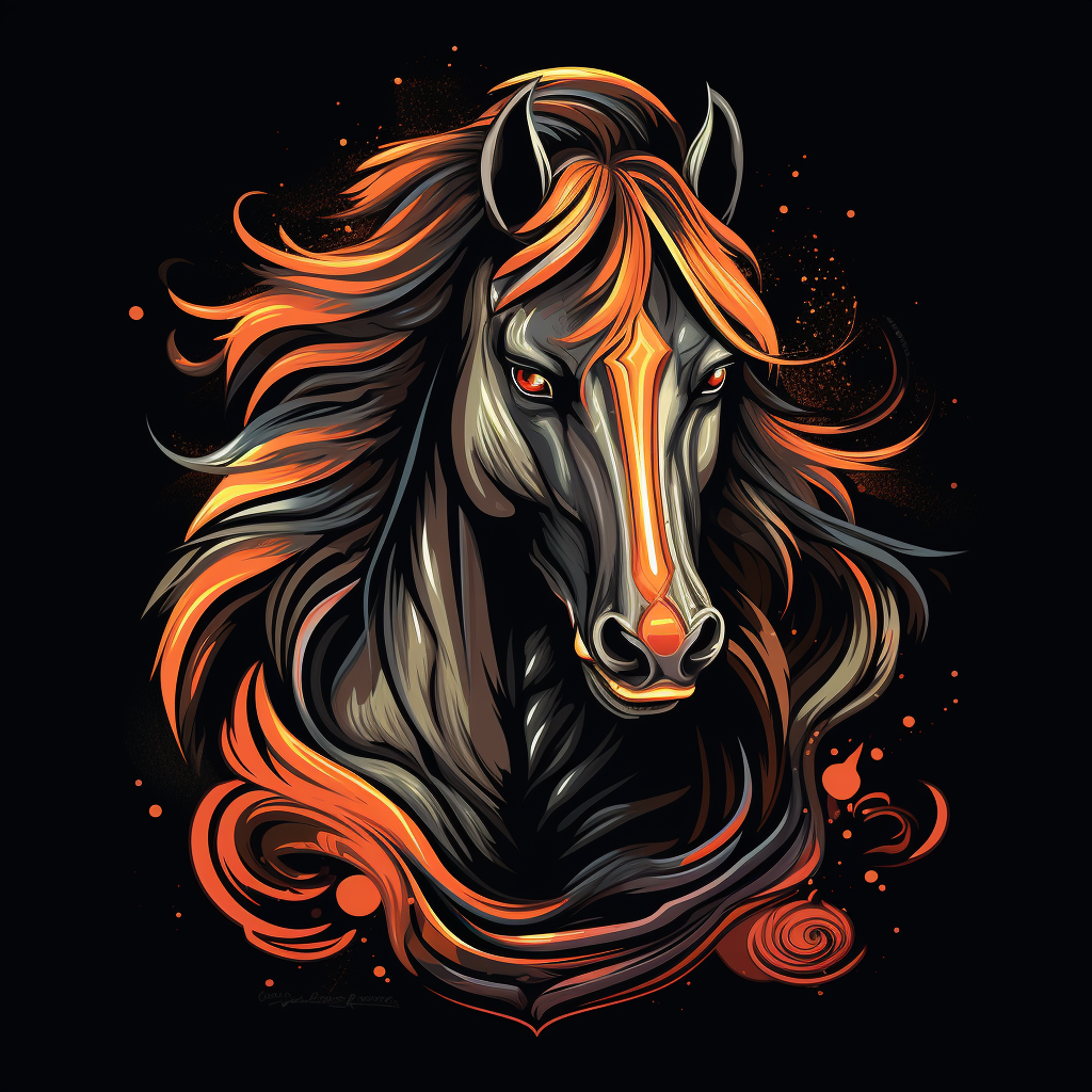 Majestic horse emblem on black background