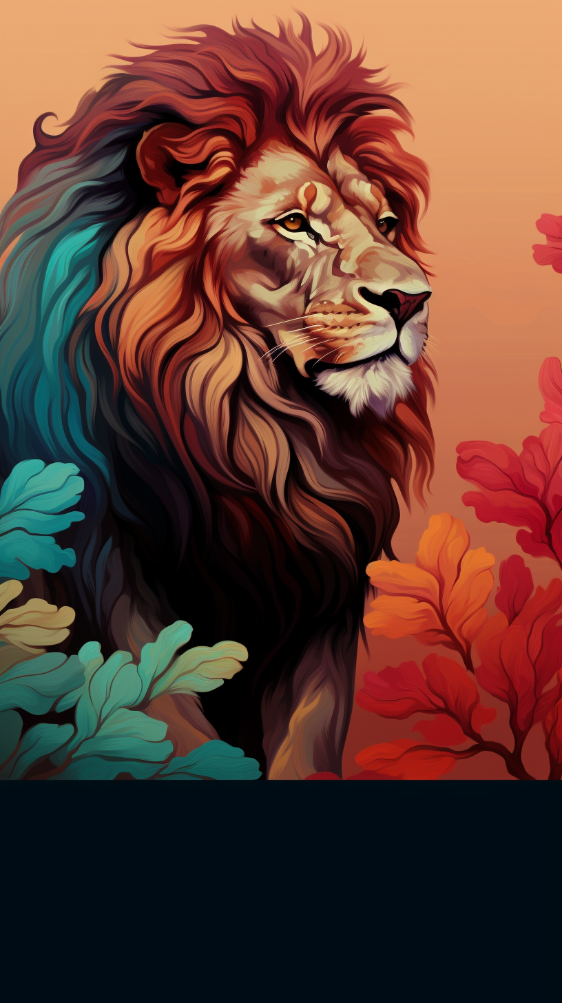 Majestic lion in warm colors