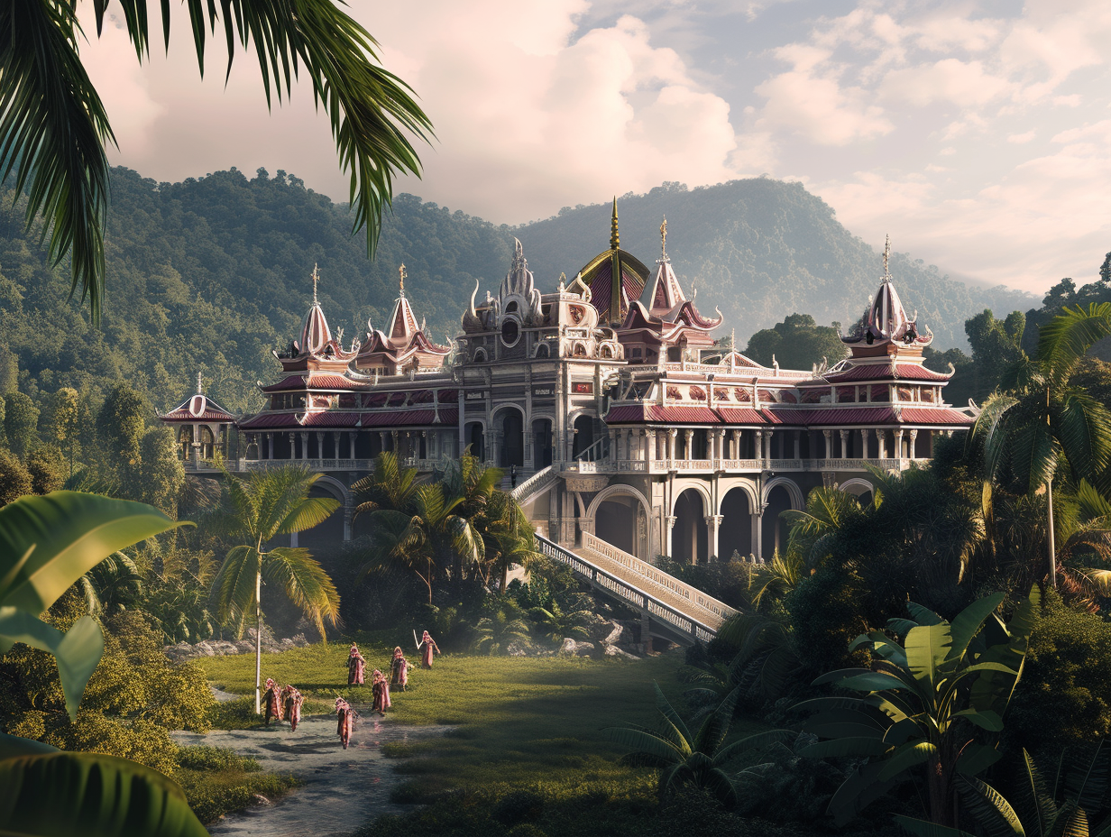 Malaysian Palace in Tropical Forest