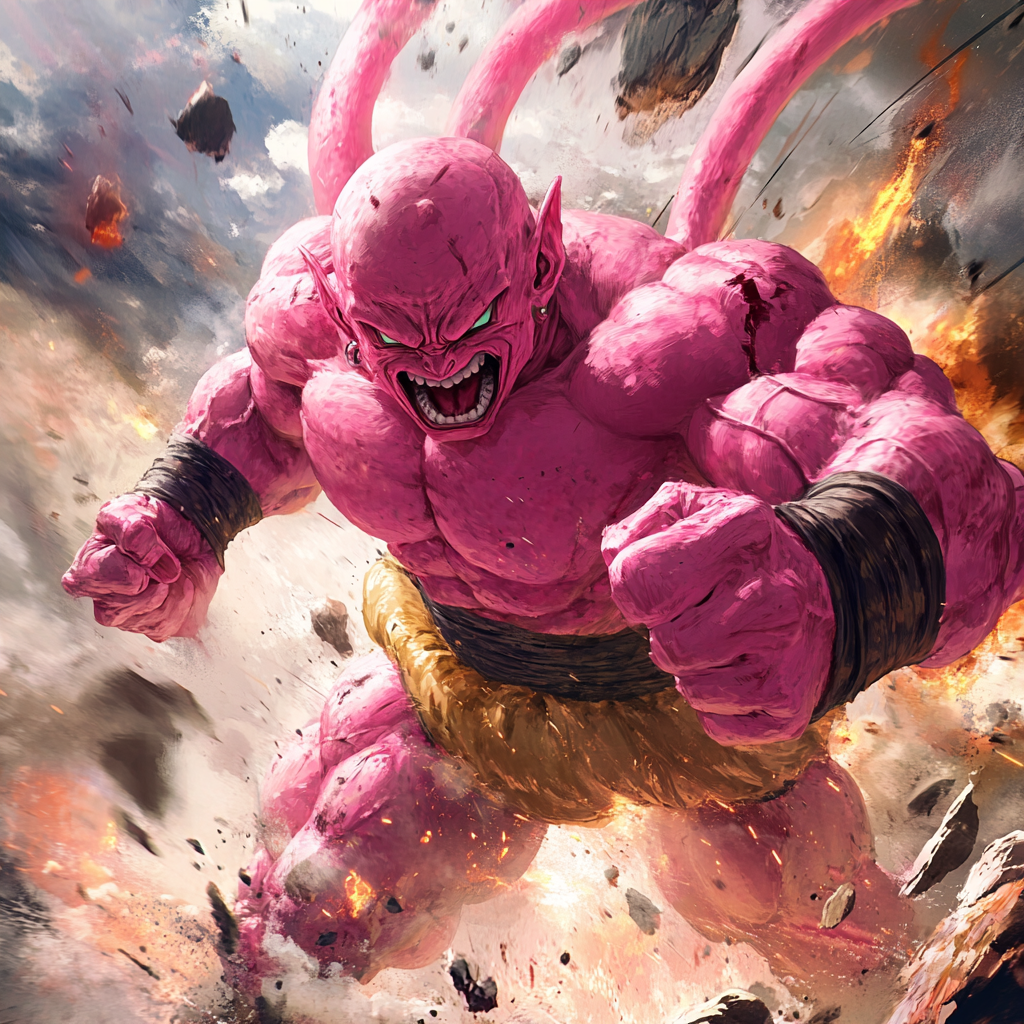 Majin Buu fierce battle scene