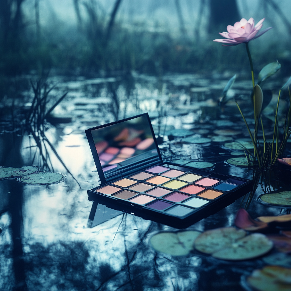 Premium makeup palette in forest pond