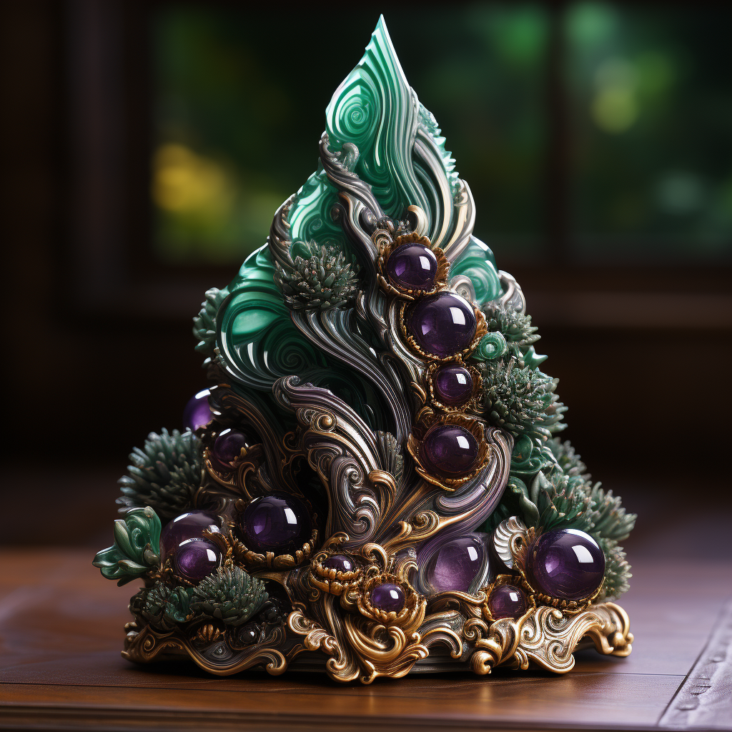 Gorgeous Malachite Amethyst Christmas Tree