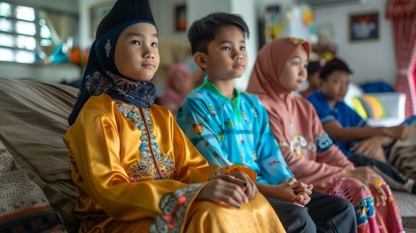 Malay teenagers Hari Raya gathering