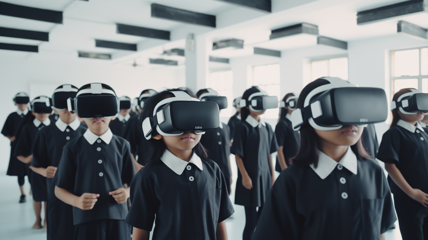 Malaysian kids using VR in classroom