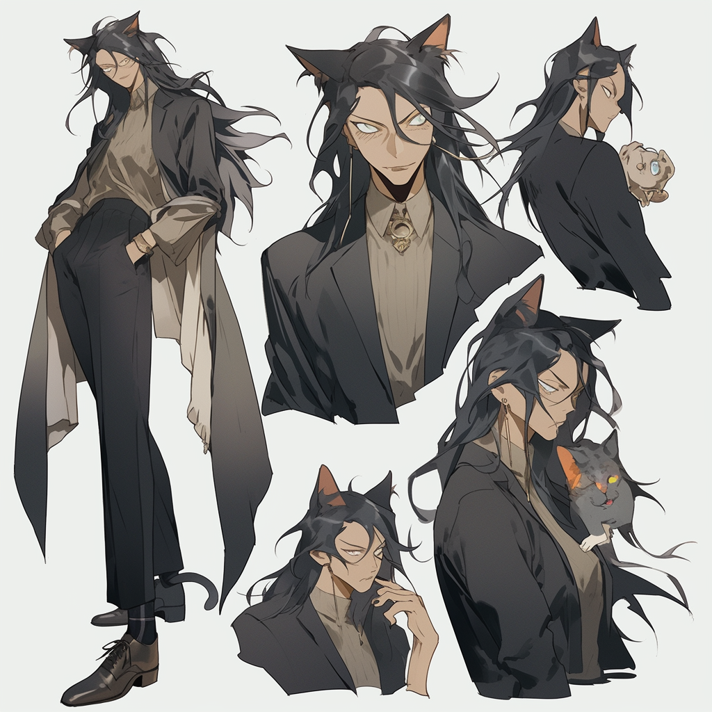 Stylish male anime character sheet