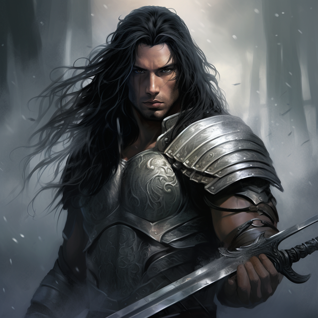 Strong male warrior wielding a claymore sword