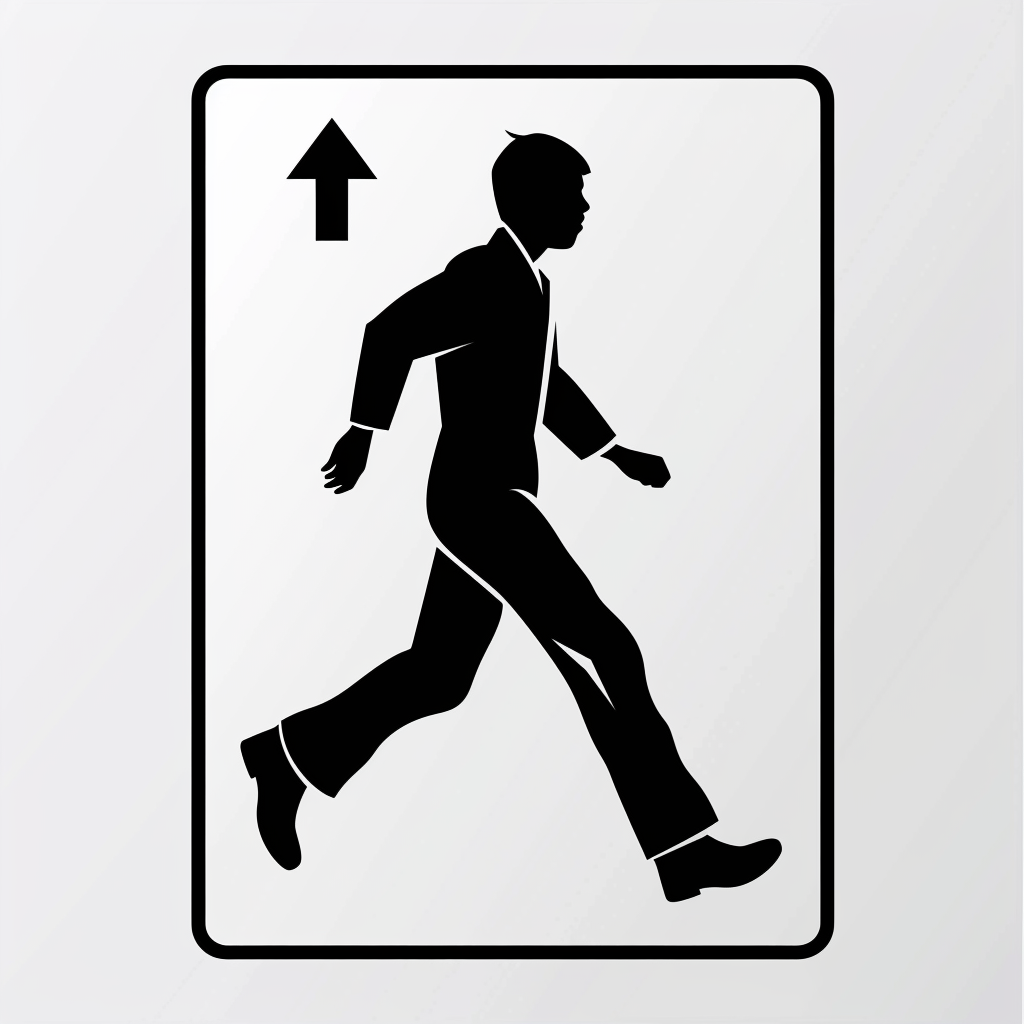 Male bathroom sign man running