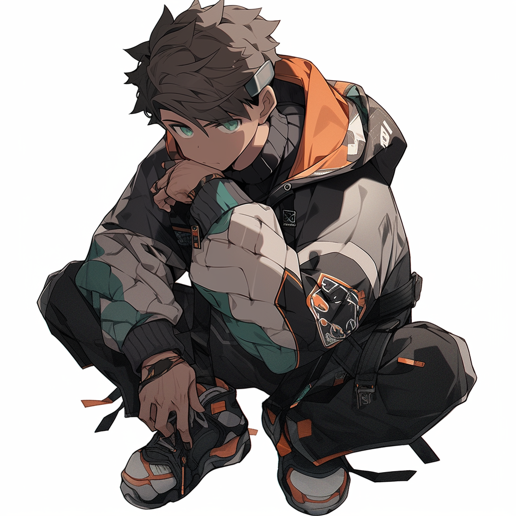 Male character in squat pose