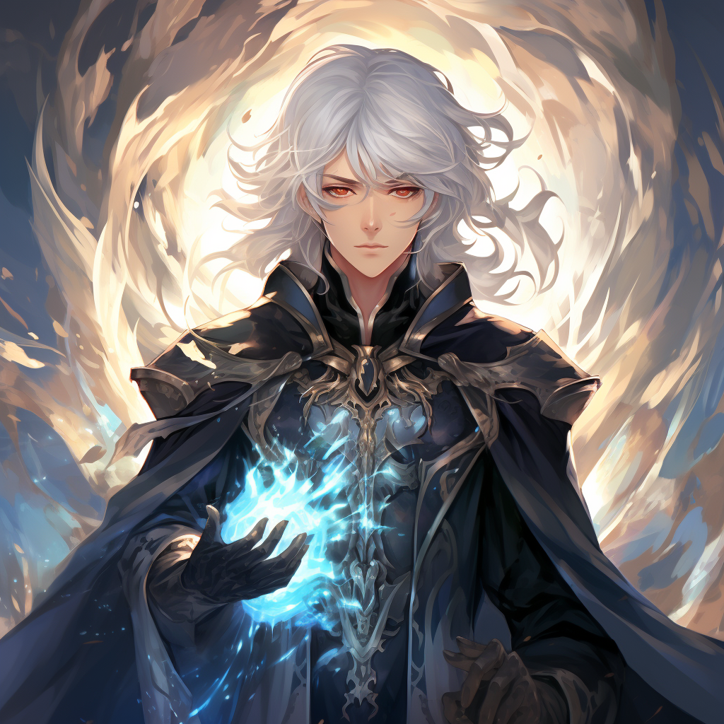 Male Cleric with White Hair - Shiny Glossy Style