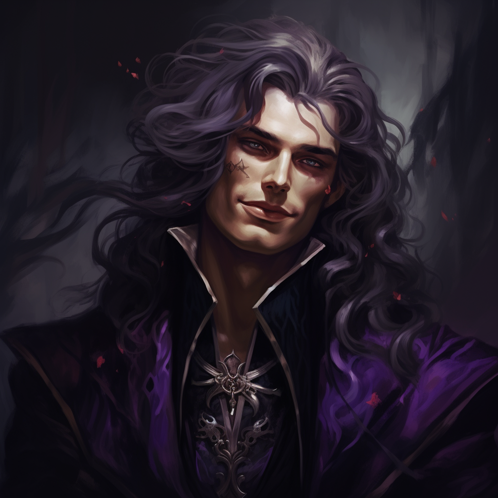 Beautiful male dhampir with striking purple veins