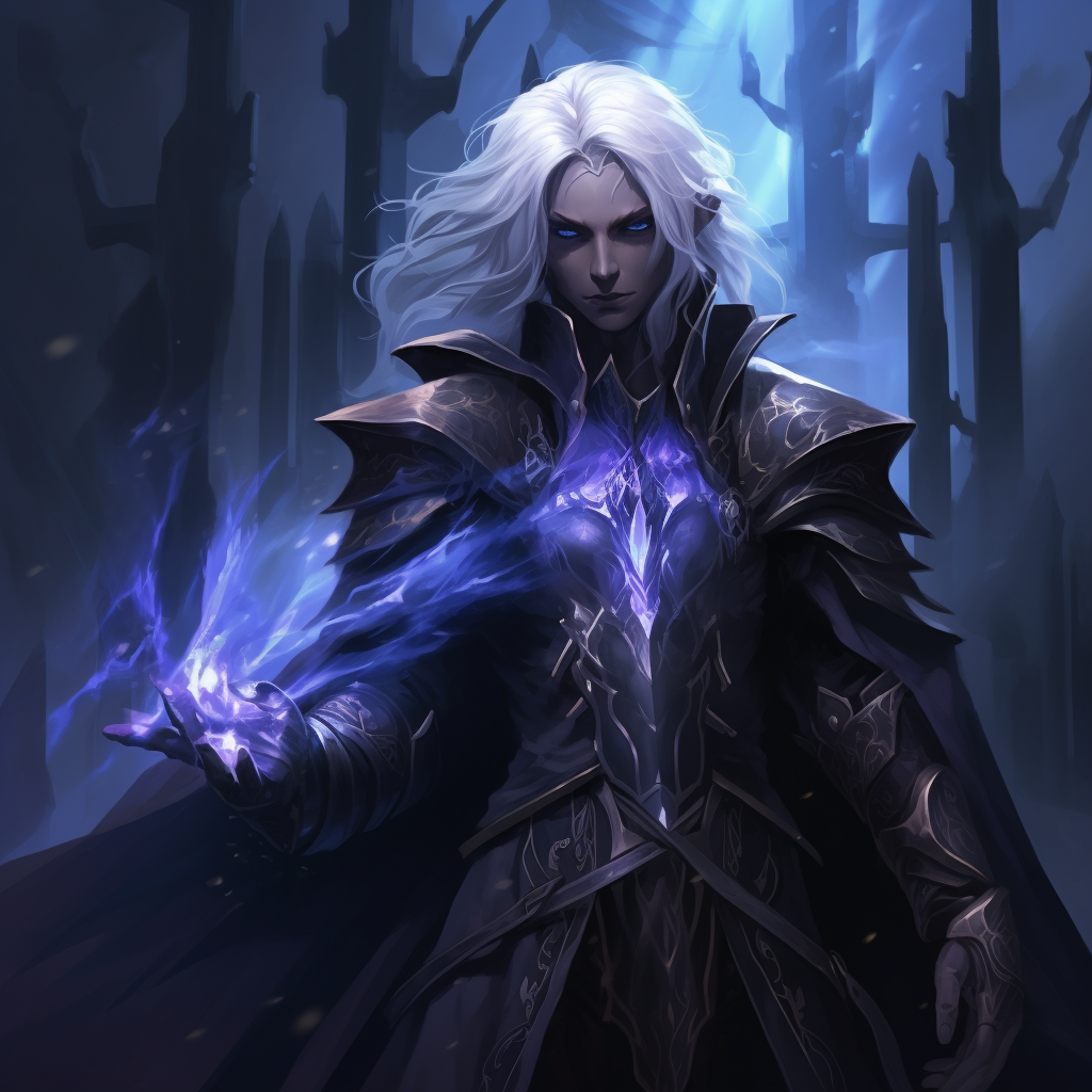 Male Drow Elf Cleric in Noble Mage's Robes