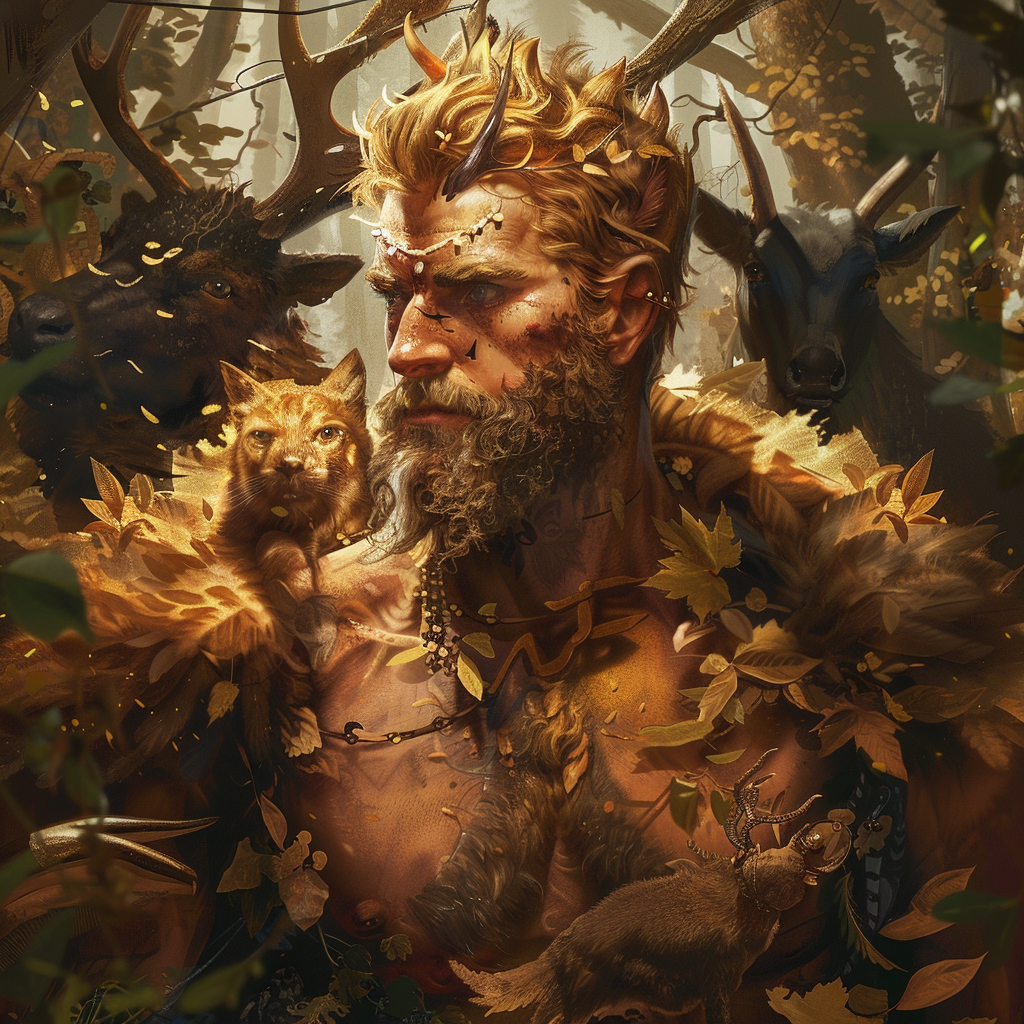 Adult male druid king forest