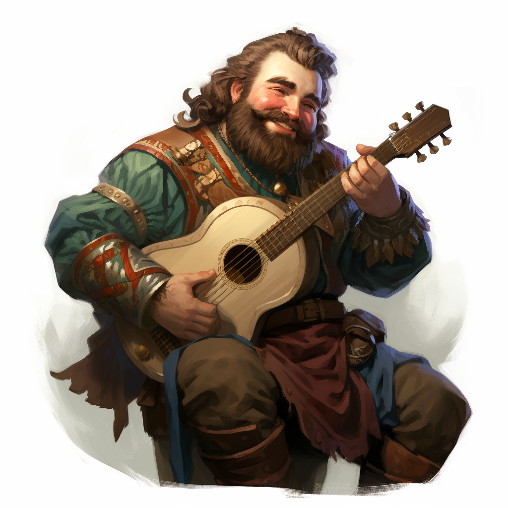 Male Dwarf Bard character in Pathfinder 2e