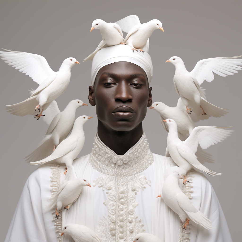 Male Egbe Tribe Orisha Obatala with Doves