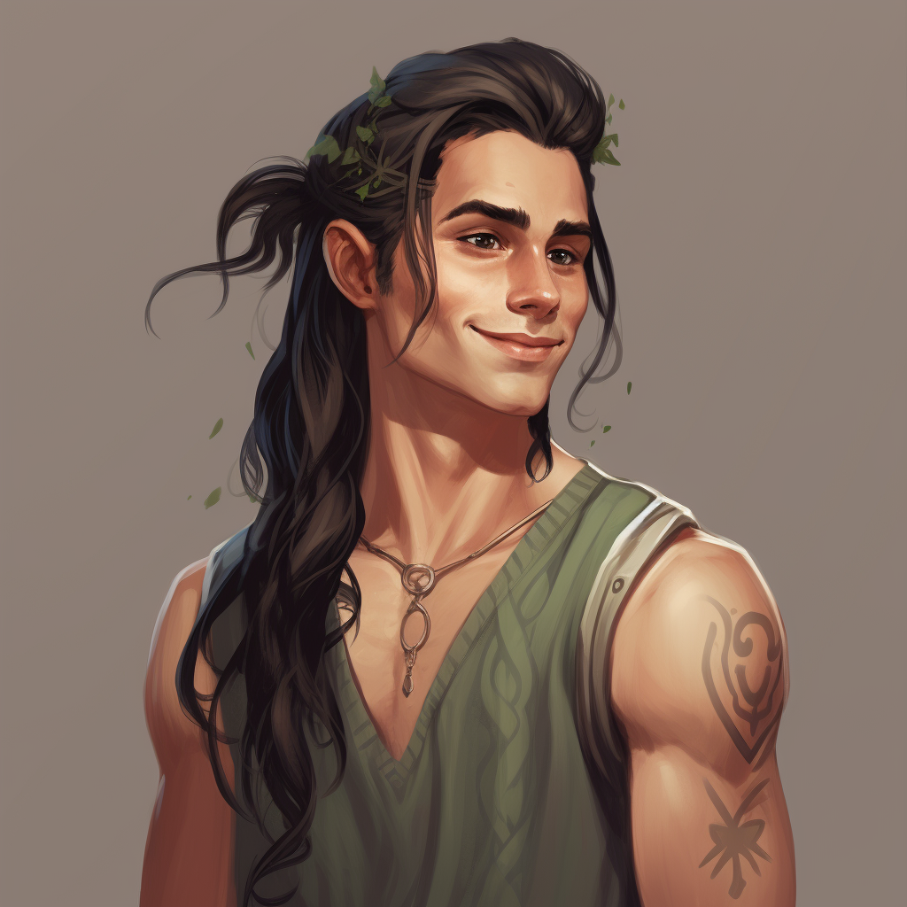 Male Elf Cartoon with Long Hair