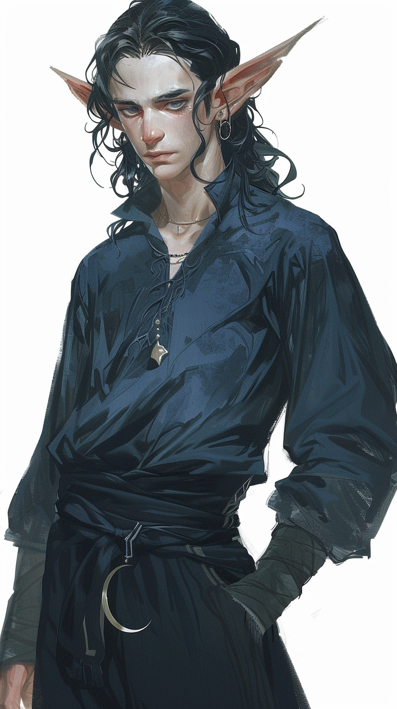 Male elf with tousled black hair