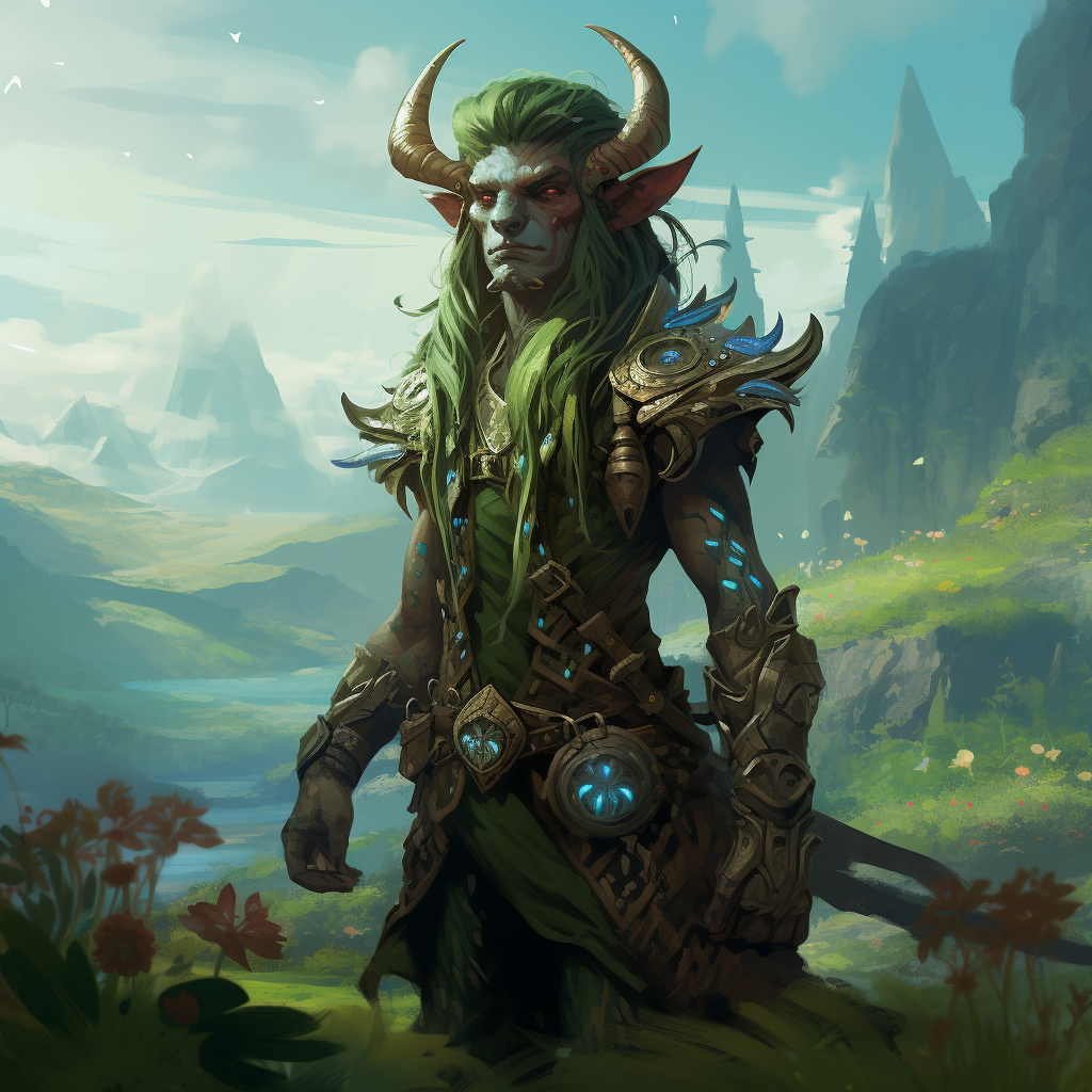 Emerald Green Skinned Male Goblin in Mushroomed Meadows  ?