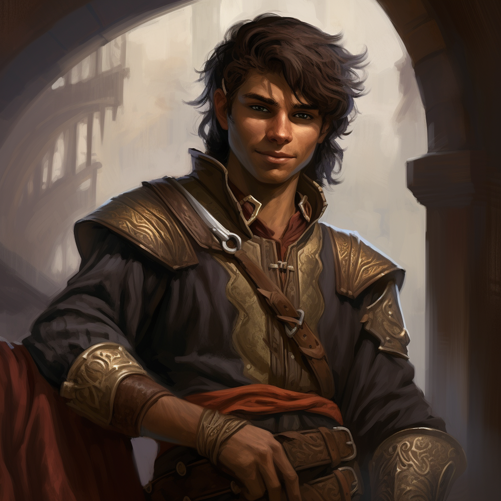 Brave male halfling swashbuckler resembling a drow elf