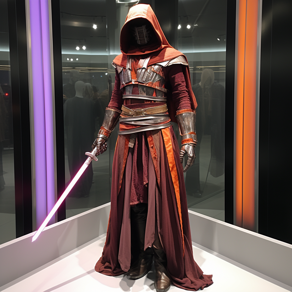 Male Jedi with Lightsaber and Maroon Armour