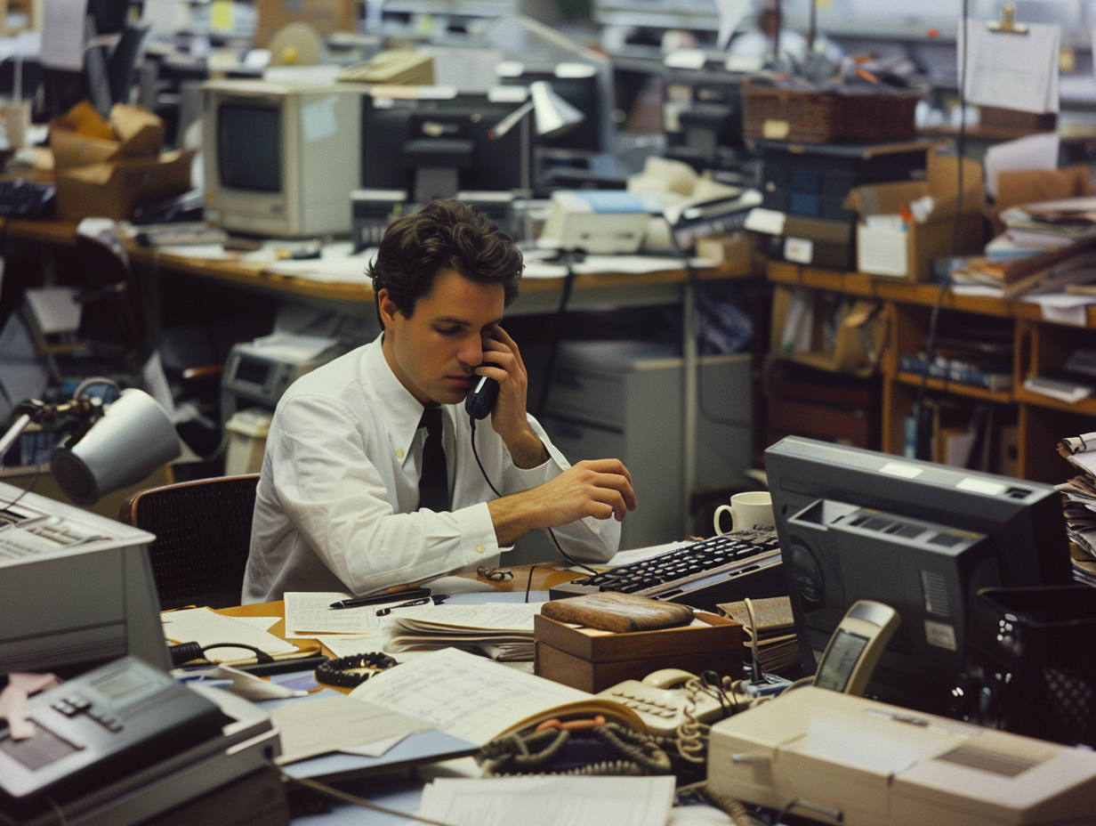 Male journalist typing on phone