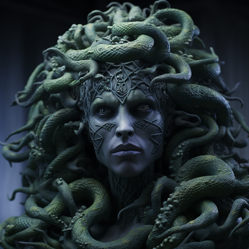 Male Medusa showcasing mesmerizing gaze