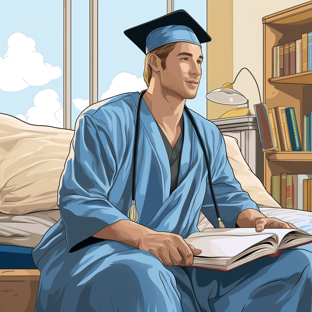 Cartoon male nursing PhD graduate