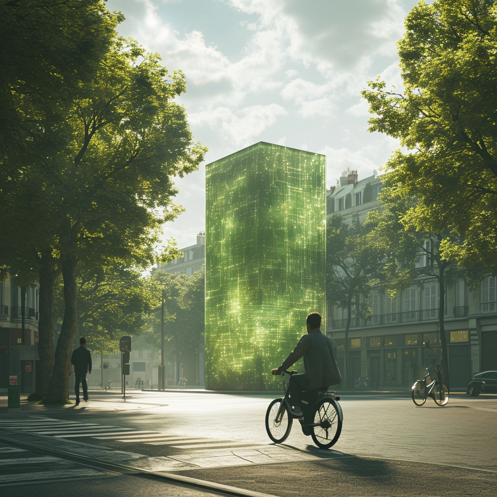 Male office worker riding e-bike in Tours, France