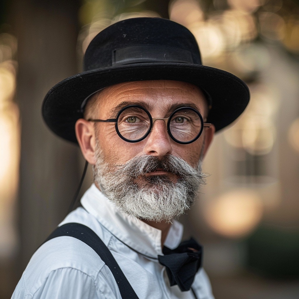 Vintage male professor with round glasses