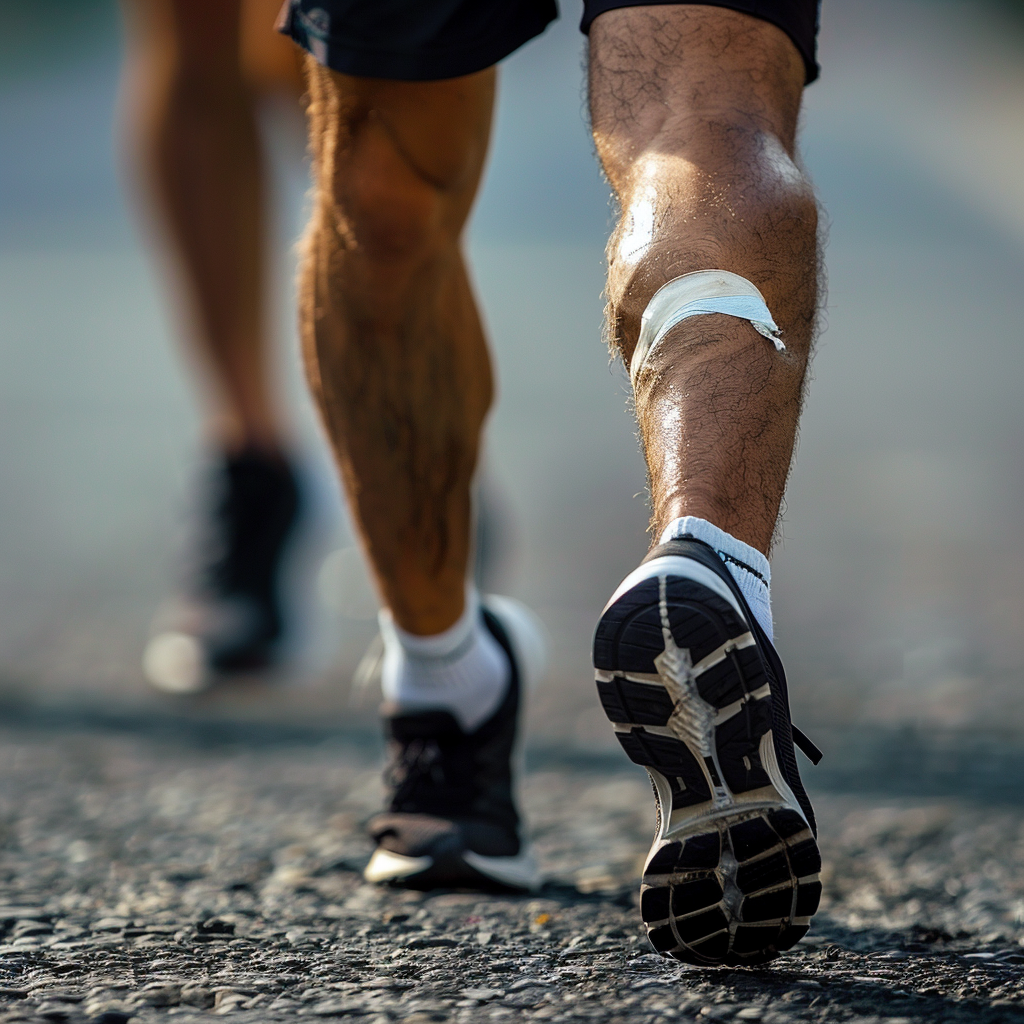 Male runner with shin splits injury