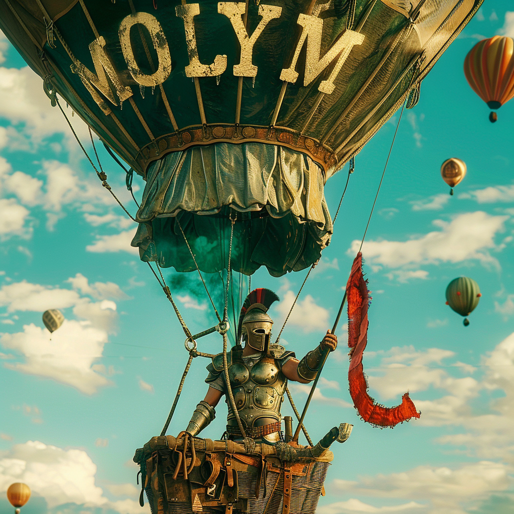 Male Spartan Kicking Hot Air Balloon