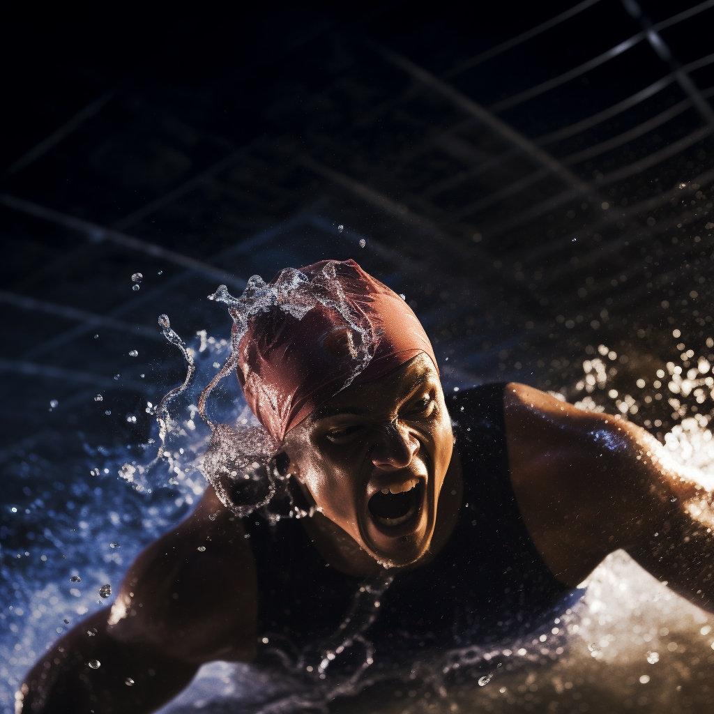 Male Swimmer Winning Race in Olympics