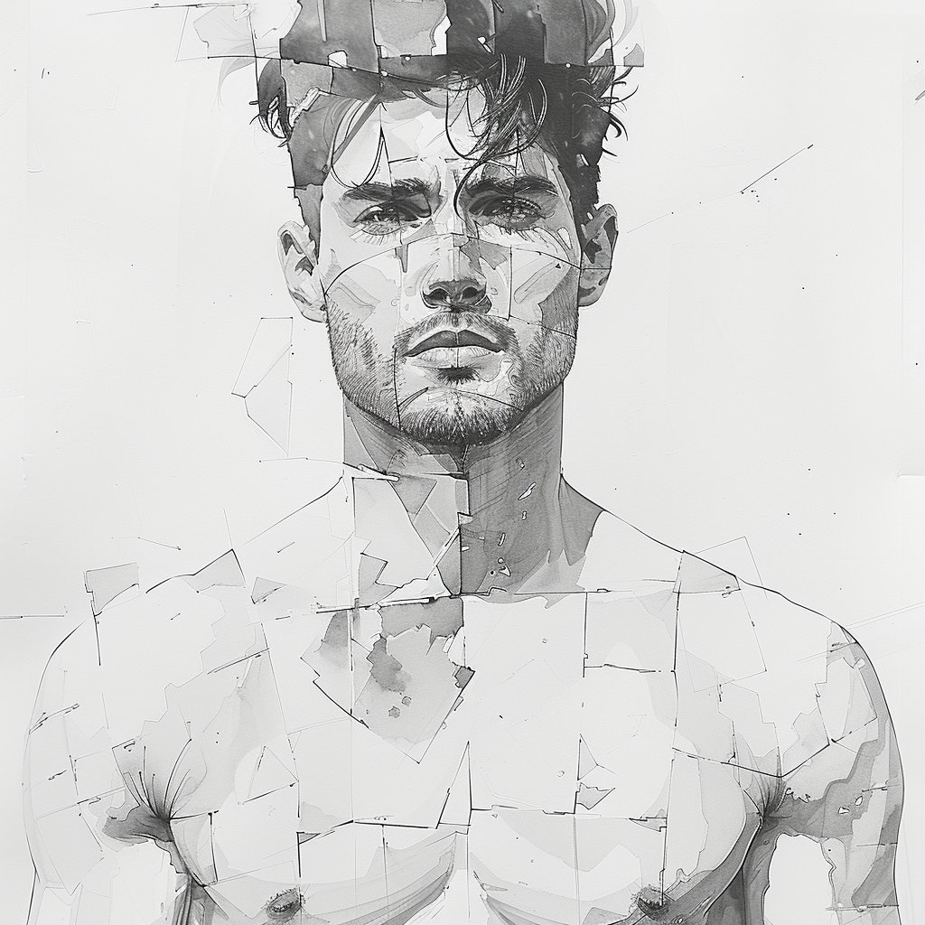 Male Torso Abstract Artline Illustration