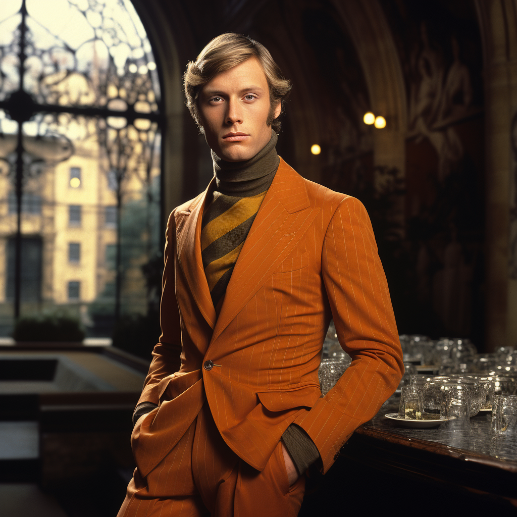 Stylish male wearing turtleneck and blazer