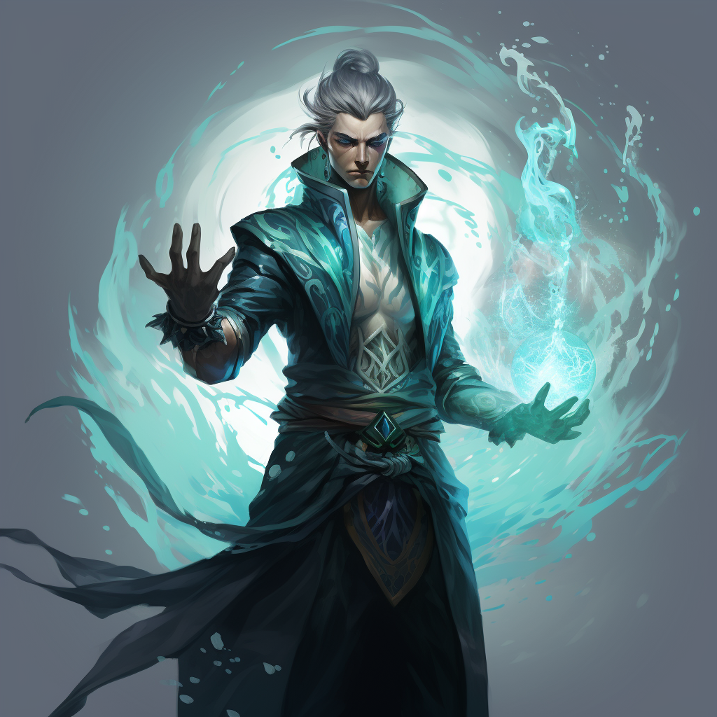 Male Warlock Water Genasi casting spell