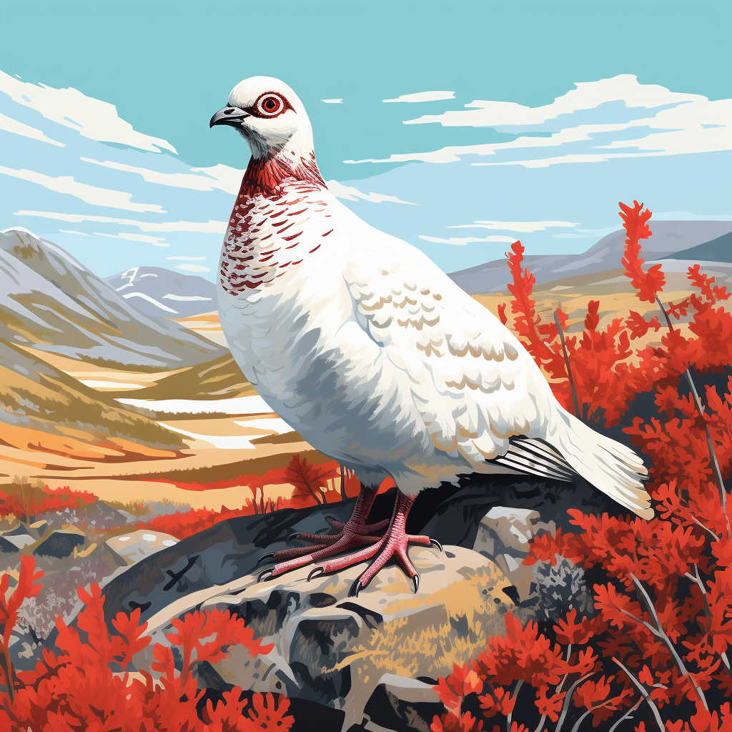 Illustration of Male Willow Ptarmigan in Gates of the Arctic