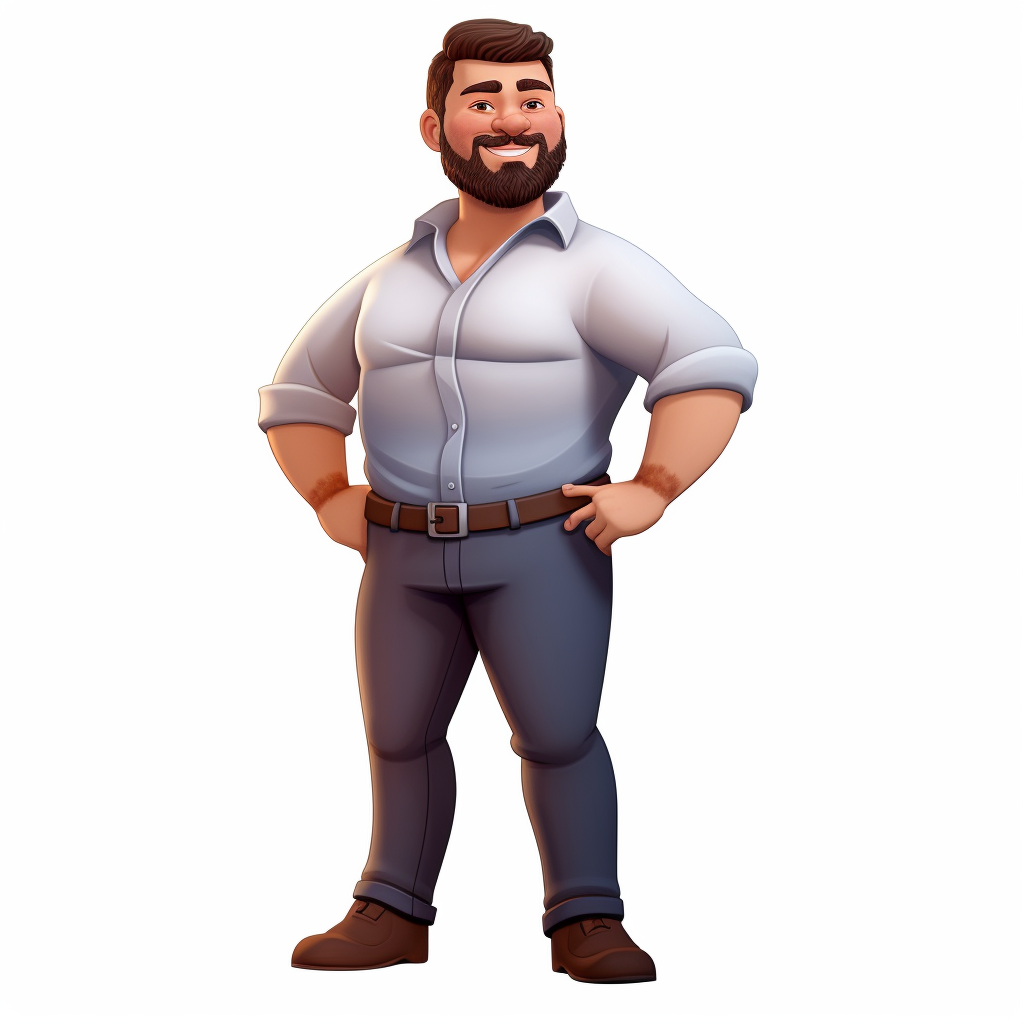 Cartoon of a Muscular Chubby Project Manager