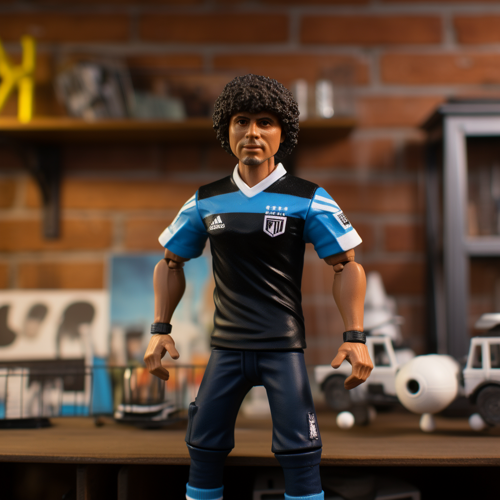 Photorealistic black action figure in Argentina Adidas jersey