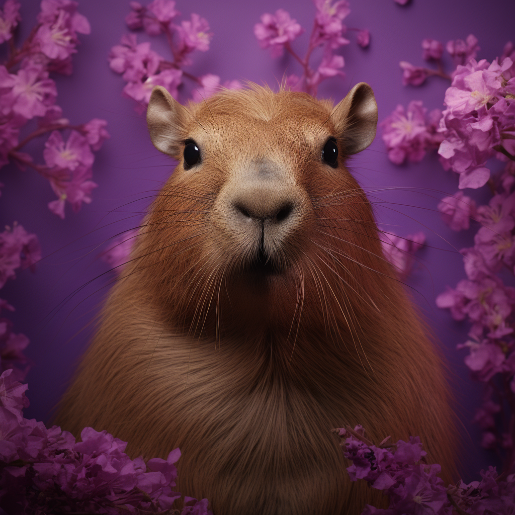 Stylish capybara in violet suit