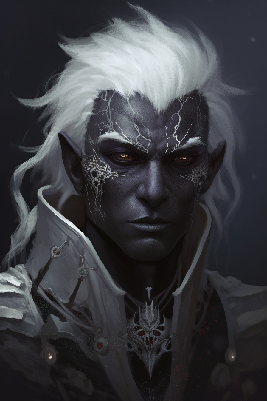 Portrait of Male Drow with Spider-Like Features