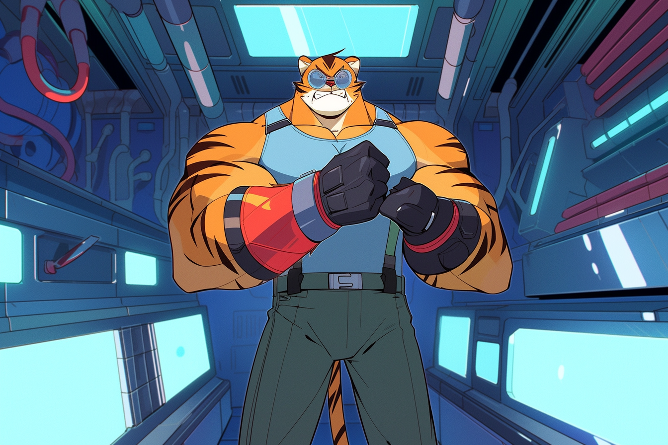 Male Tiger Superhero in Cartoon Illustration