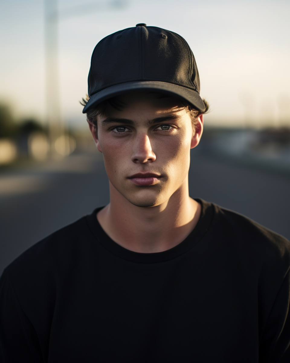 Male Model with Black Baseball Cap Skater Look