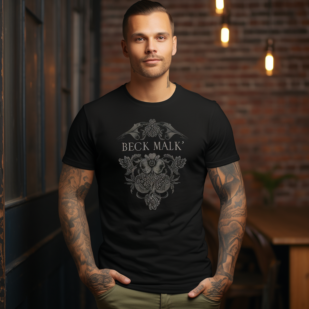 Handsome male model wearing black Etsy shirt mockup