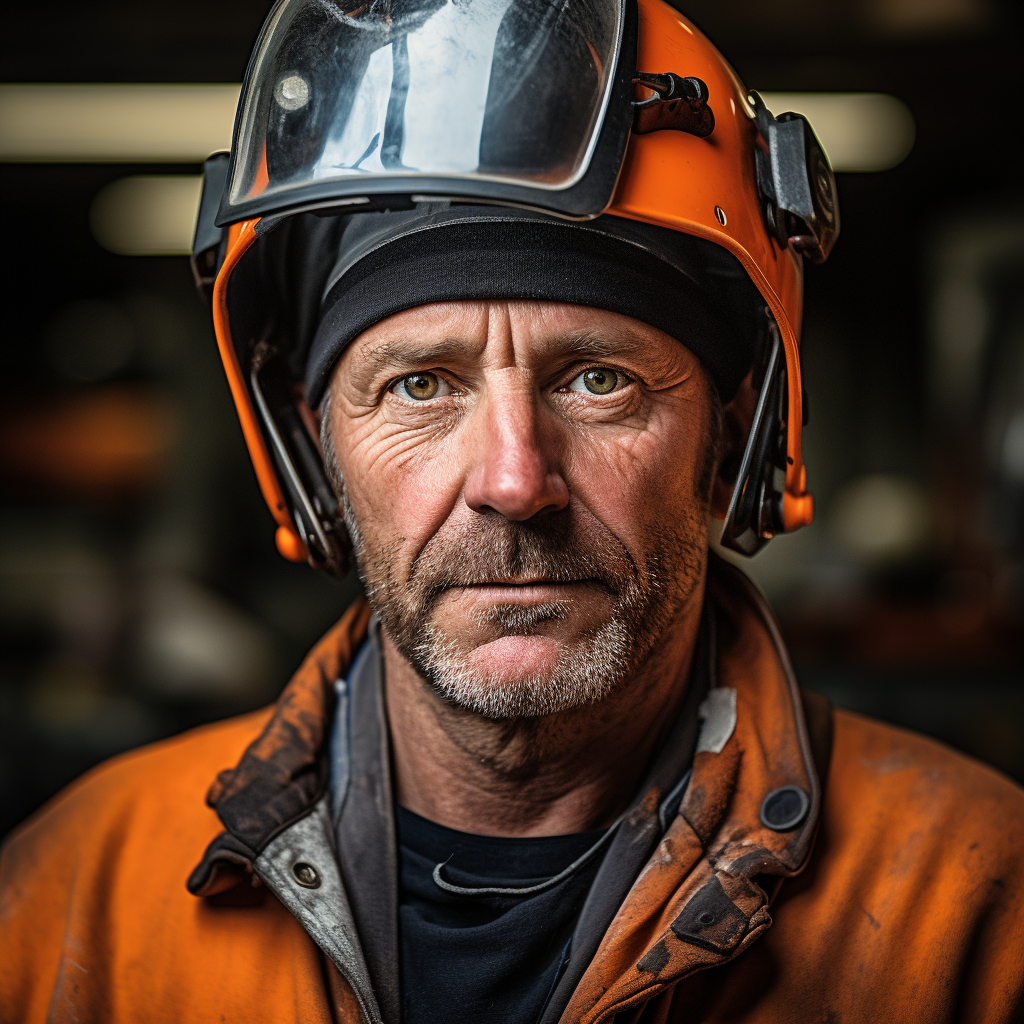 Close-up photo of male welder assembling workplace