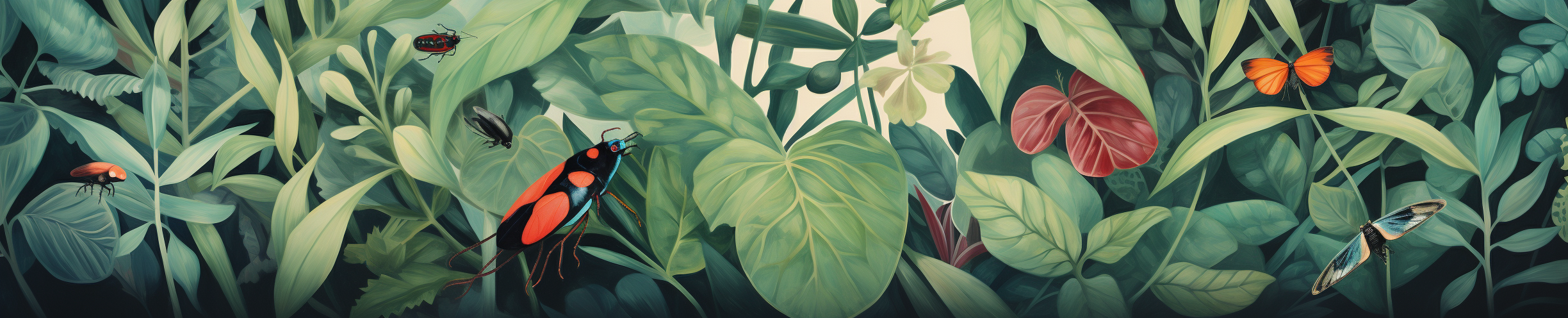 Artistic depiction of big leafy foliage