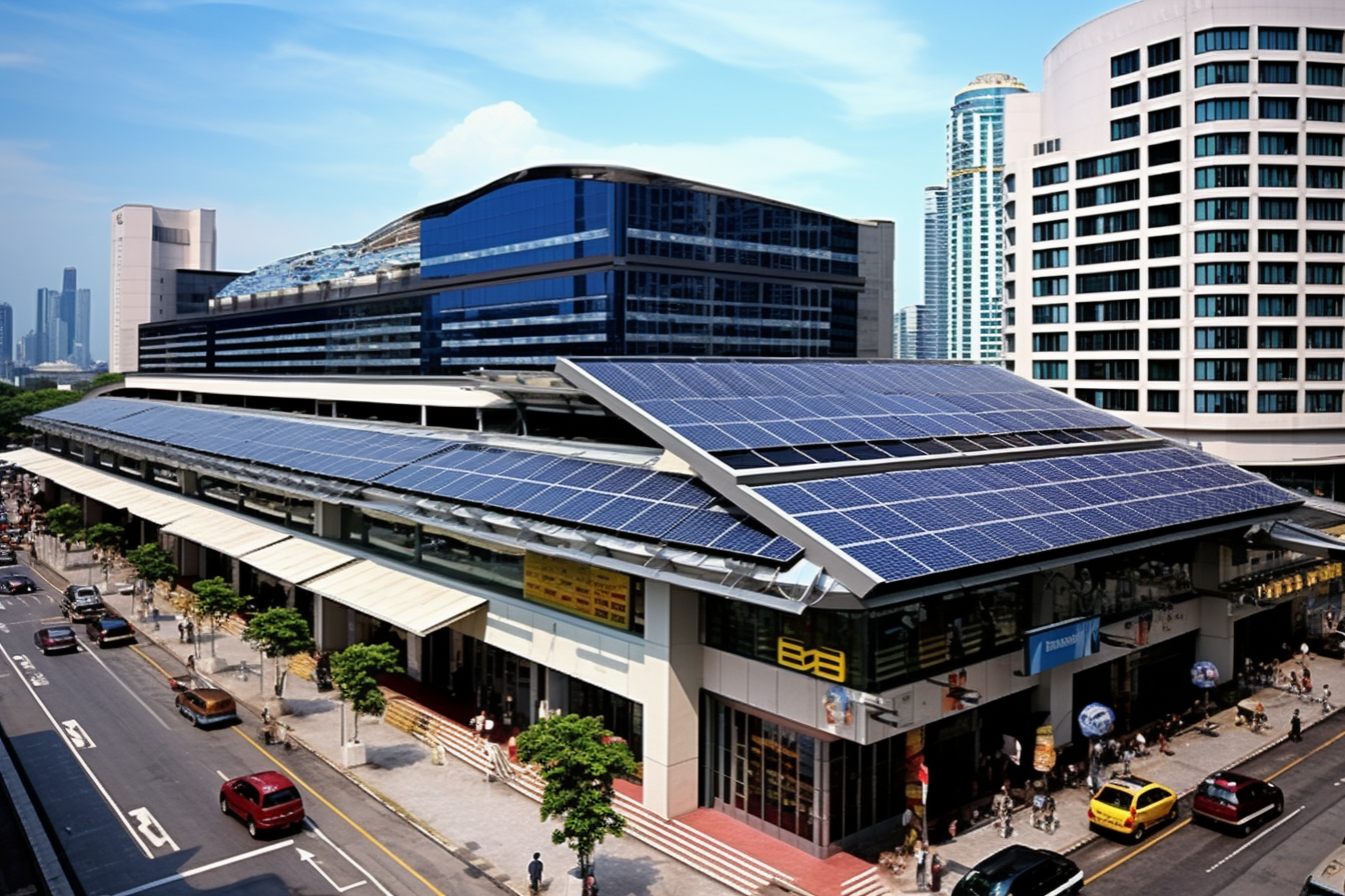 Funan mall with black solar panel