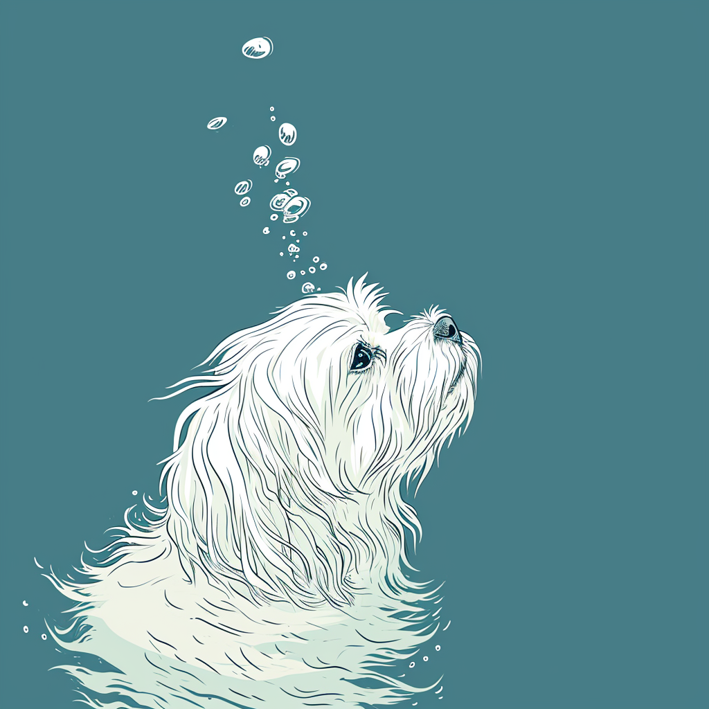 Shaggy Maltese Dog Scuba Diving