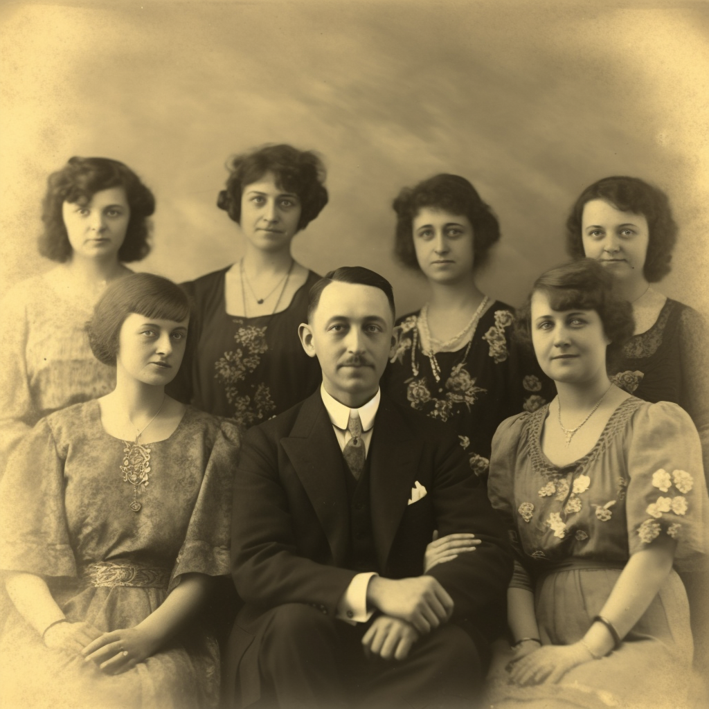 Group of people in vintage photo