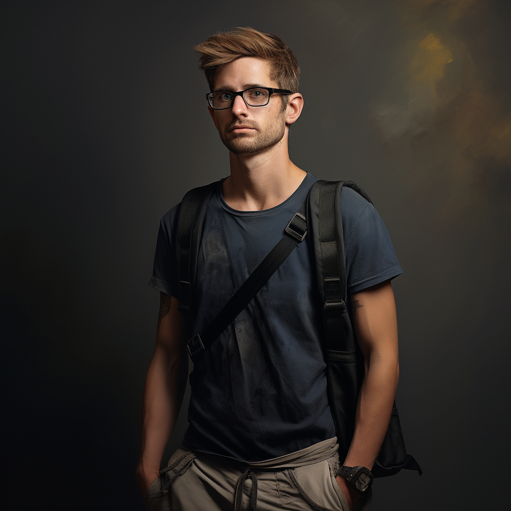 Man with arm in sling wearing glasses